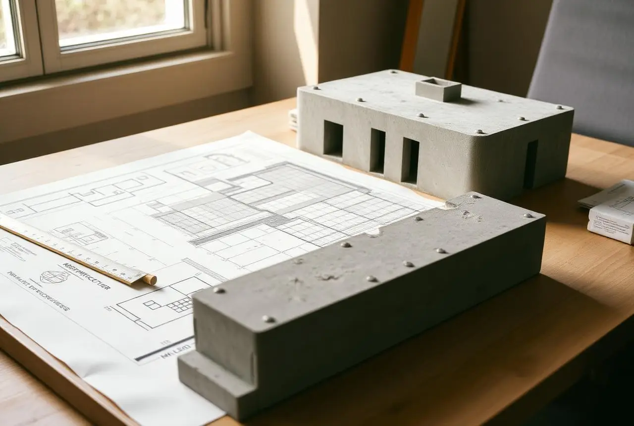 Structural drawings and a calculation note on a design office desk